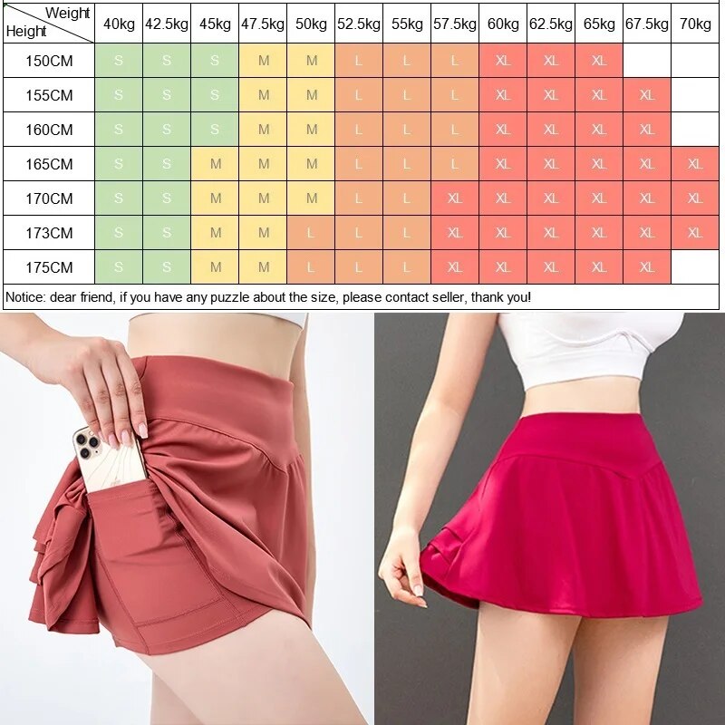 Women Golf Tennis Sports Pocket Pleated Skirt